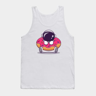 Cute Astronaut With Doughnut Cartoon Tank Top